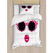 Polka Dot Cat Eye Sunglasses Duvet Cover Set