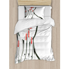 Red Nails and Blushed Cheeks Duvet Cover Set