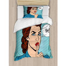 Top Secret Silence Retro Woman Duvet Cover Set