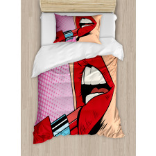 Halftone Comic Pop Art Girl Duvet Cover Set