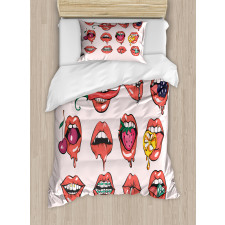 Pierced Tongue Teeth Braces Duvet Cover Set