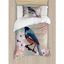 Sparrow Perching Duvet Cover Set