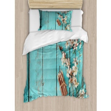 Color Pencil on Blue Duvet Cover Set