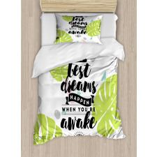 Phrase with Monstera Leaves Duvet Cover Set