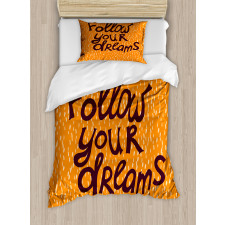 Warm Toned Motivation Design Duvet Cover Set