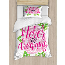 Romantic Rose Calligraphy Duvet Cover Set