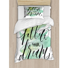 Green Brush Stoke Watercolor Duvet Cover Set