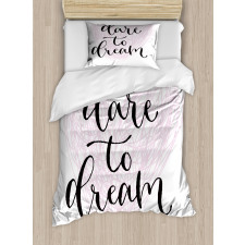 Dare to Dream Words Hearts Duvet Cover Set