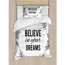 Words Hand Drawn Laurel Frame Duvet Cover Set