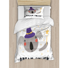 Funny Koala in a Witch Hat Duvet Cover Set