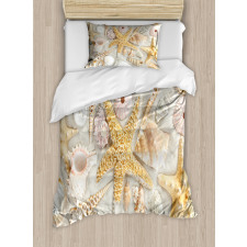 Assorted Seashells Sand Beach Duvet Cover Set