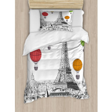 Eiffel Tower and Balloons Duvet Cover Set