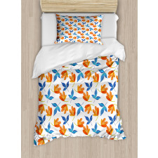 Blooming Petal and Leaf Duvet Cover Set