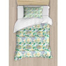 Ethnic Animal and Palms Duvet Cover Set