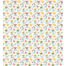 Birds Hearts and Flowers Duvet Cover Set