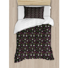 Flowering Succulent Plants Duvet Cover Set