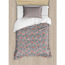 Forest Birds on Zigzags Duvet Cover Set