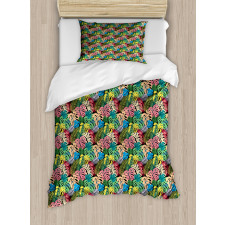 Rainbow Colored Hawaiian Duvet Cover Set