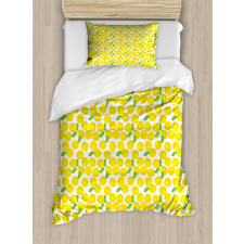 Repeating Citrus Plant Orange Duvet Cover Set