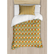 Retro Style Flower and Dots Duvet Cover Set