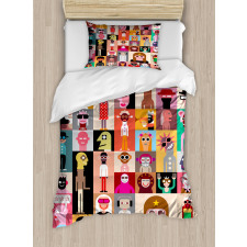 Large Group of People Art Duvet Cover Set