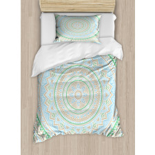 Oriental Motif Pastel Tone Duvet Cover Set