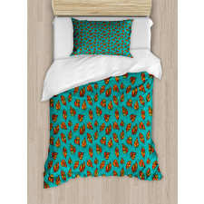 Doodle Art Falling Leaves Duvet Cover Set