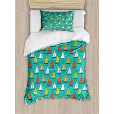 Colorful Yachts Sailing Duvet Cover Set