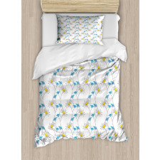 Daisy Blooms Paintbrush Art Duvet Cover Set