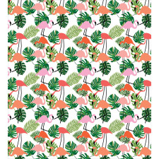 Hipster Flamingo Monstera Duvet Cover Set