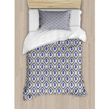 Rhombus Leaves Folkloric Duvet Cover Set