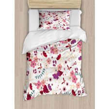 Cartoonish Flowers Duvet Cover Set