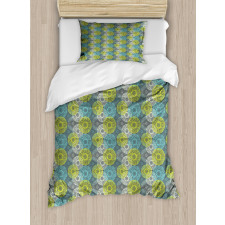 Outline-Drawn Chrysanthemum Duvet Cover Set