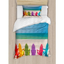 Colorful Wooden Deckchairs Duvet Cover Set