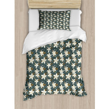 Poinsettia Flowers Winter Duvet Cover Set