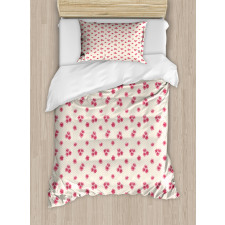 Rose Blossoms on Polka Dots Duvet Cover Set