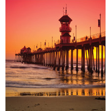 Huntington Beach Pier Sunset Duvet Cover Set