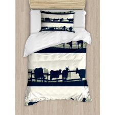 Farm Grazing Cows and Bulls Duvet Cover Set