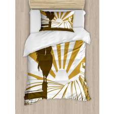 Rooster Retro Country Sunrise Duvet Cover Set