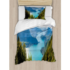 Aerial Annecy Lake Pine Duvet Cover Set