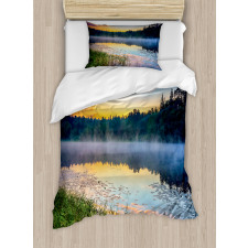 Foggy Sunset on Lake Duvet Cover Set