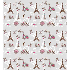 Vespa Bikes Eiffel Hearts Duvet Cover Set