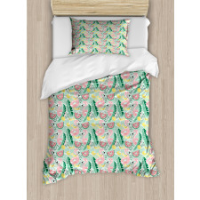 Tropic Flamingo and Cocktail Duvet Cover Set