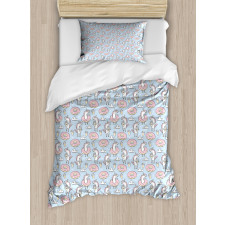 Horse Donuts Coffee Duvet Cover Set