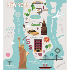 New York Infographic Doodle Map Duvet Cover Set