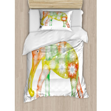 Elephant Daisy Flower Duvet Cover Set