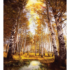 Autumn Birch Trees River Duvet Cover Set