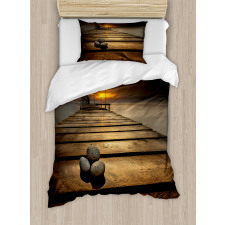 Black Sea at Dusk Pier Duvet Cover Set