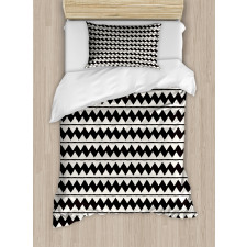 Retro Grunge Lines Zigzags Duvet Cover Set