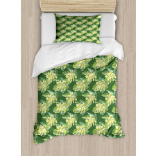 Exotic Flowers and Leaves Duvet Cover Set